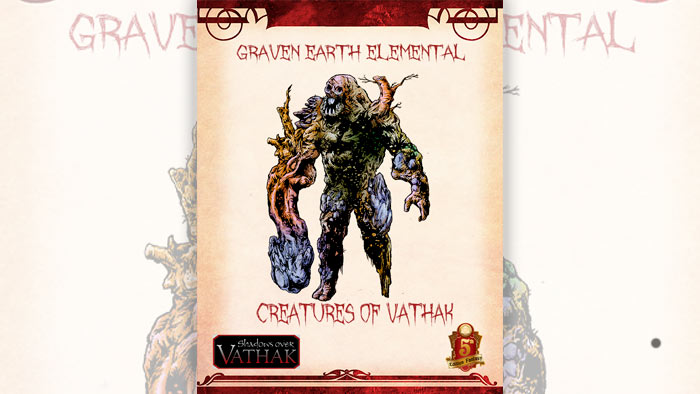 Creatures of Shadows over Vathak (5th Edition) Graven Earth Elemental From Fat Goblin Games